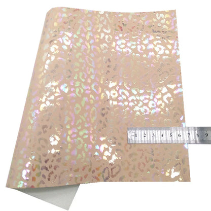 Nude Glitter Leather Sheets Flowers Embossed Faux Leather Weave Synthetic Leather Leopard Leather For Bows DIY 21x29CM Q1116