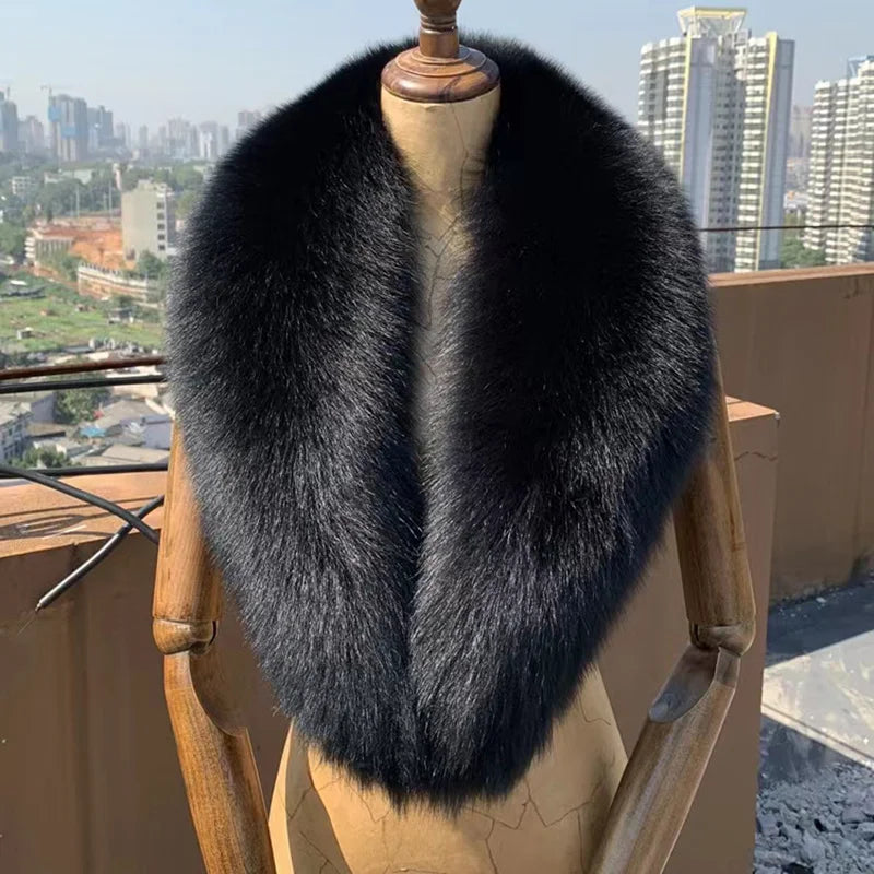 100% Natural Real Fox Fur Collar For Women And Men's Coat Jacket Fur Collar Extra Large Size Neck Warmer Fur Scarf Shawls