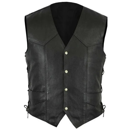 Men's retro leather jacket - sleeveless top - disciplinary style - medieval knight - cycling jacket - hip-hop jacket