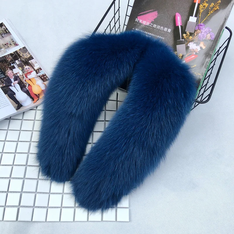 100% Natural Real Fox Fur Collar For Women And Men's Coat Jacket Fur Collar Extra Large Size Neck Warmer Fur Scarf Shawls