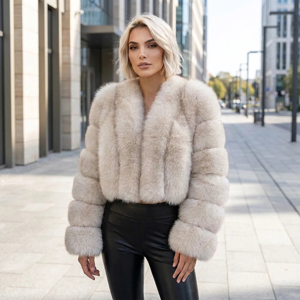 Luxury Short Real Fox Fur Coat for Women High-Quality Leather Jacket Fall/Winter Warm And Stylish Natural Fox Fur Jacket