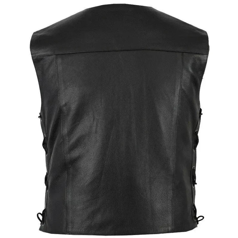 Men's retro leather jacket - sleeveless top - disciplinary style - medieval knight - cycling jacket - hip-hop jacket
