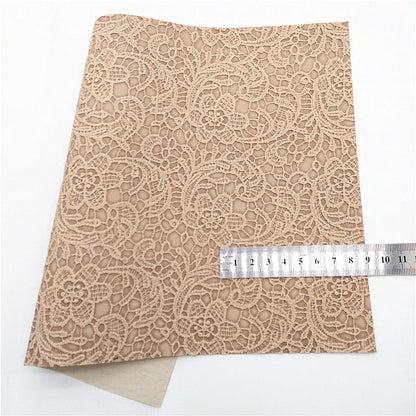 Nude Glitter Leather Sheets Flowers Embossed Faux Leather Weave Synthetic Leather Leopard Leather For Bows DIY 21x29CM Q1116