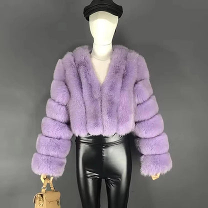 Luxury Short Real Fox Fur Coat for Women High-Quality Leather Jacket Fall/Winter Warm And Stylish Natural Fox Fur Jacket