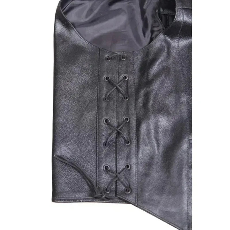 Men's retro leather jacket - sleeveless top - disciplinary style - medieval knight - cycling jacket - hip-hop jacket