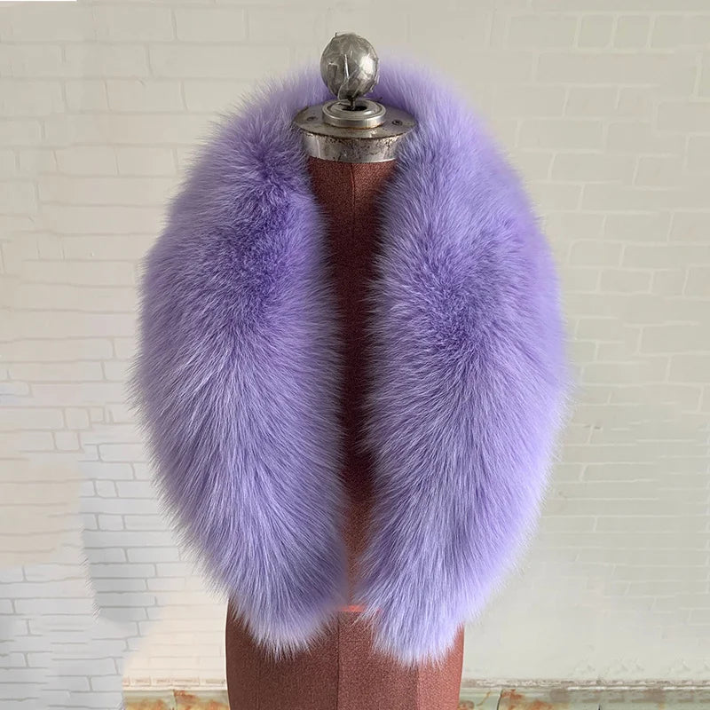 100% Natural Real Fox Fur Collar For Women And Men's Coat Jacket Fur Collar Extra Large Size Neck Warmer Fur Scarf Shawls