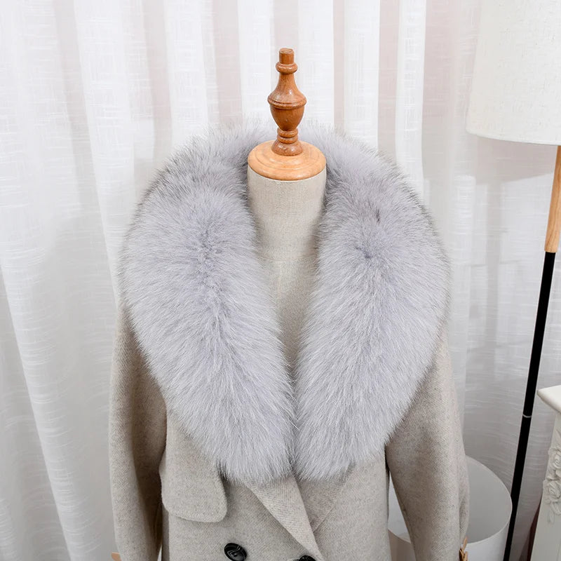 100% Natural Real Fox Fur Collar For Women And Men's Coat Jacket Fur Collar Extra Large Size Neck Warmer Fur Scarf Shawls