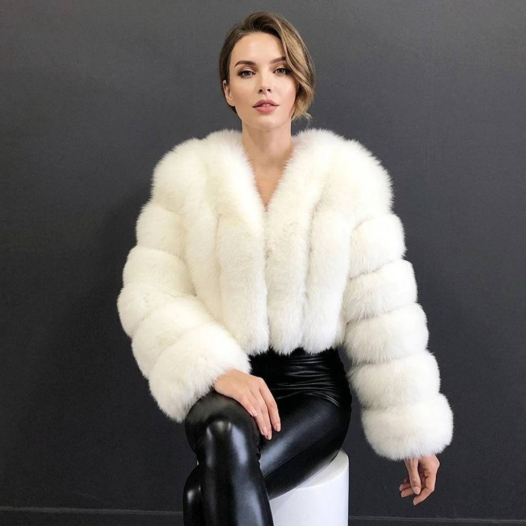 Luxury Short Real Fox Fur Coat for Women High-Quality Leather Jacket Fall/Winter Warm And Stylish Natural Fox Fur Jacket