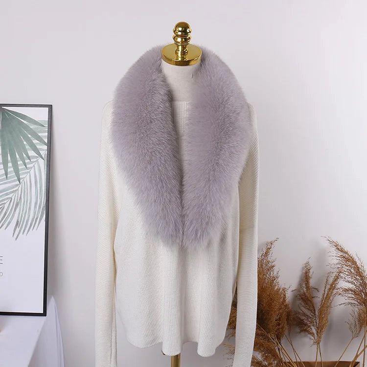 100% Natural Real Fox Fur Collar For Women And Men's Coat Jacket Fur Collar Extra Large Size Neck Warmer Fur Scarf Shawls