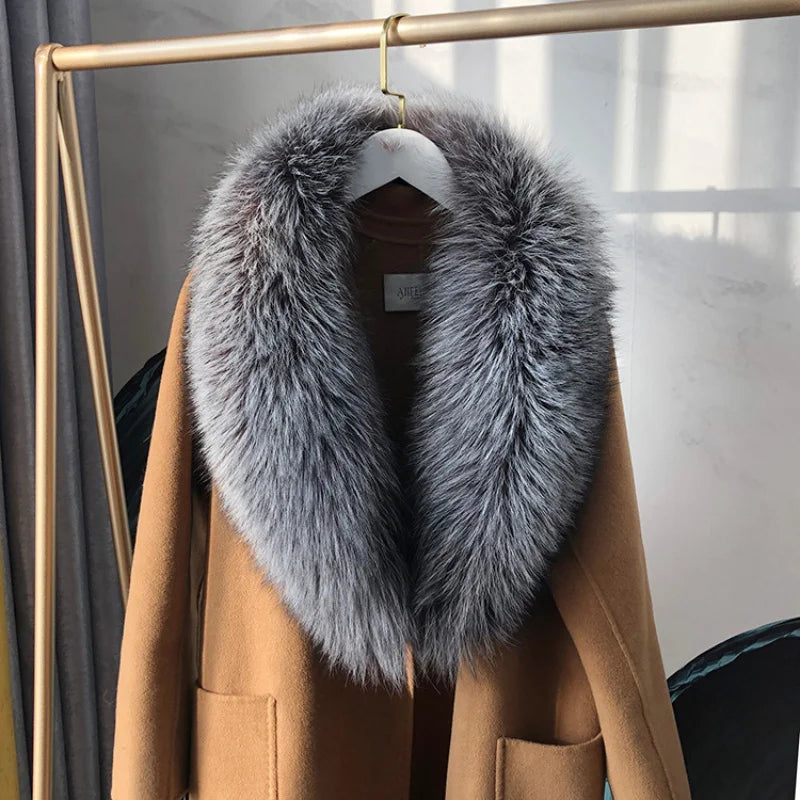 100% Natural Real Fox Fur Collar For Women And Men's Coat Jacket Fur Collar Extra Large Size Neck Warmer Fur Scarf Shawls