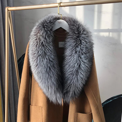100% Natural Real Fox Fur Collar For Women And Men's Coat Jacket Fur Collar Extra Large Size Neck Warmer Fur Scarf Shawls
