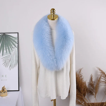 100% Natural Real Fox Fur Collar For Women And Men's Coat Jacket Fur Collar Extra Large Size Neck Warmer Fur Scarf Shawls