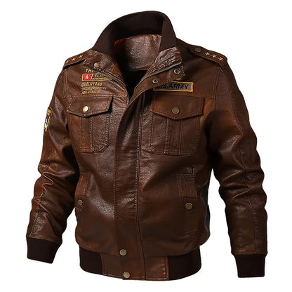 PU Leather Jacket Men Autumn Winter New Fashion Thicken Fleece Motorcycle Windproof Coats Youth Baseball Embroidered Jacket Male