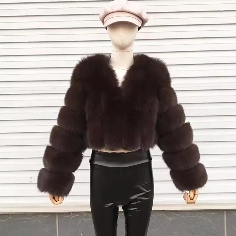 Luxury Short Real Fox Fur Coat for Women High-Quality Leather Jacket Fall/Winter Warm And Stylish Natural Fox Fur Jacket