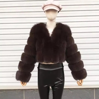 Luxury Short Real Fox Fur Coat for Women High-Quality Leather Jacket Fall/Winter Warm And Stylish Natural Fox Fur Jacket