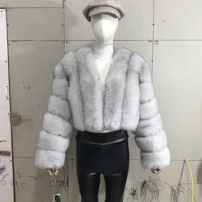Luxury Short Real Fox Fur Coat for Women High-Quality Leather Jacket Fall/Winter Warm And Stylish Natural Fox Fur Jacket