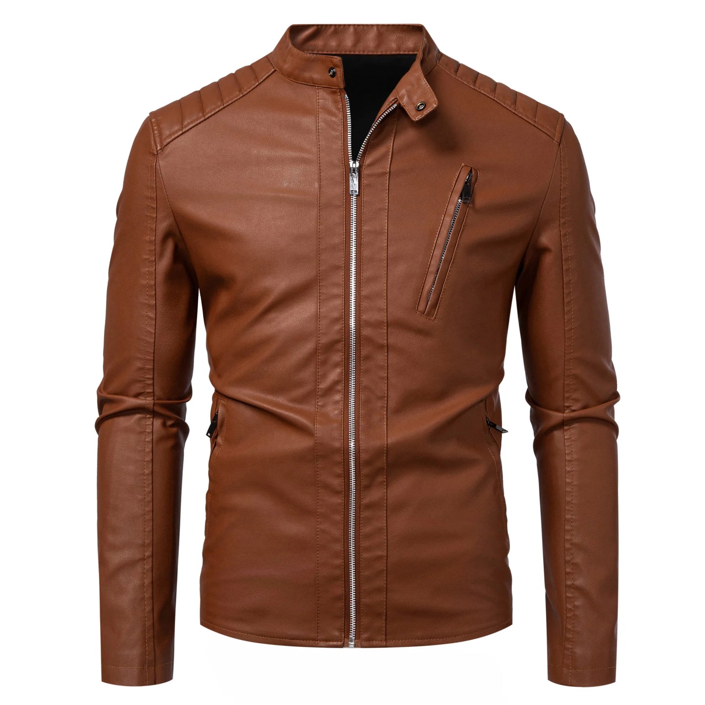 Men White Locomotive Leather Jackets Moto Biker Pu Leather Coats High Quality Male Spring Autumn Slim Leather Jackets Size 5XL