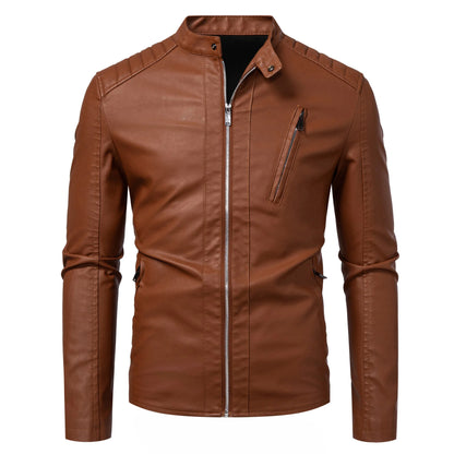 Men White Locomotive Leather Jackets Moto Biker Pu Leather Coats High Quality Male Spring Autumn Slim Leather Jackets Size 5XL