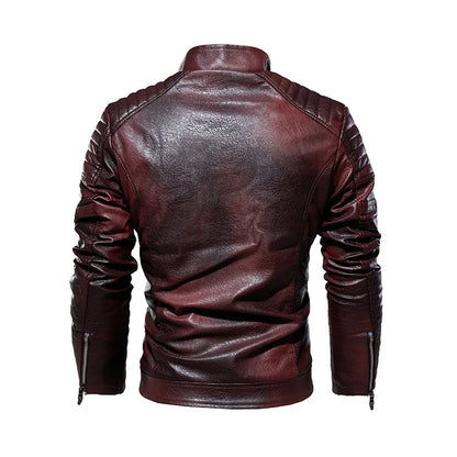 Motorcycle Jacket Men Motorcycle Riding PU Leather Jackets Fleece Padded Biker Windbreaker Male Stand Collar Casual Chaquetas