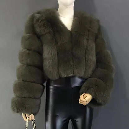 Luxury Short Real Fox Fur Coat for Women High-Quality Leather Jacket Fall/Winter Warm And Stylish Natural Fox Fur Jacket