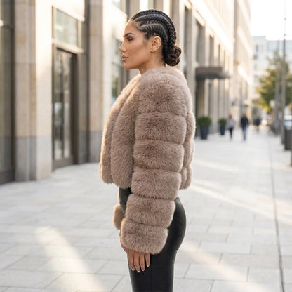 Luxury Short Real Fox Fur Coat for Women High-Quality Leather Jacket Fall/Winter Warm And Stylish Natural Fox Fur Jacket
