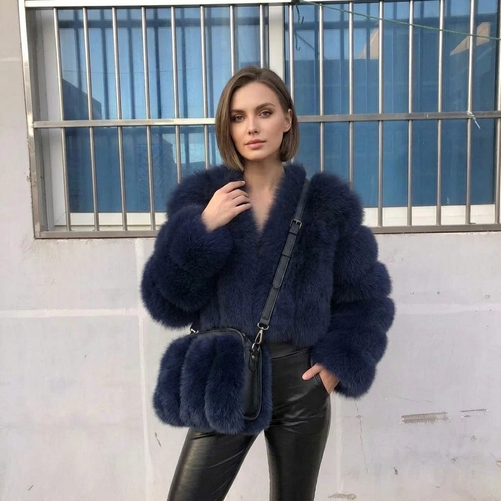 Luxury Short Real Fox Fur Coat for Women High-Quality Leather Jacket Fall/Winter Warm And Stylish Natural Fox Fur Jacket