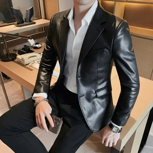 high quality Casual Leather Jackets Male Slim Fit Fashion Casual Leather Jackets/Man Coats Brand Clothing Men's Autumn Jackets