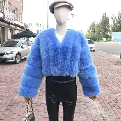 Luxury Short Real Fox Fur Coat for Women High-Quality Leather Jacket Fall/Winter Warm And Stylish Natural Fox Fur Jacket