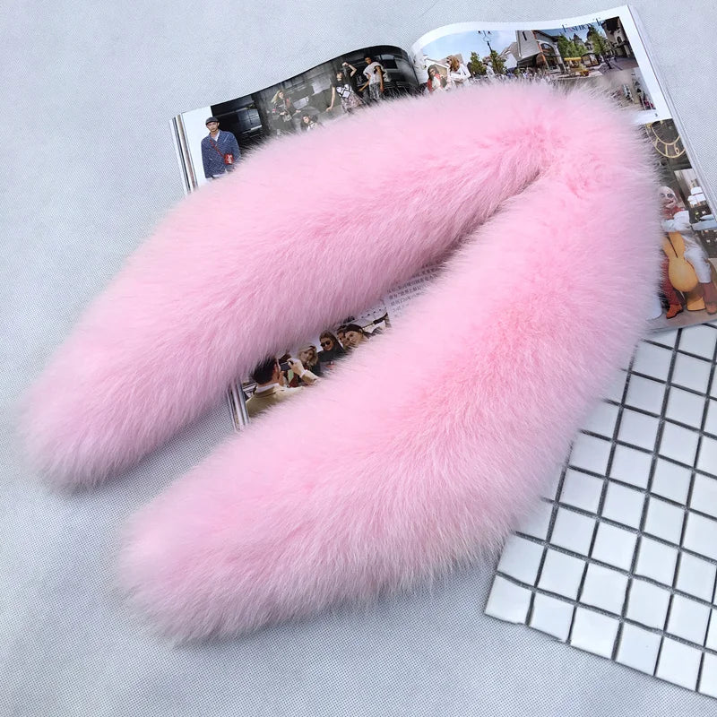 100% Natural Real Fox Fur Collar For Women And Men's Coat Jacket Fur Collar Extra Large Size Neck Warmer Fur Scarf Shawls