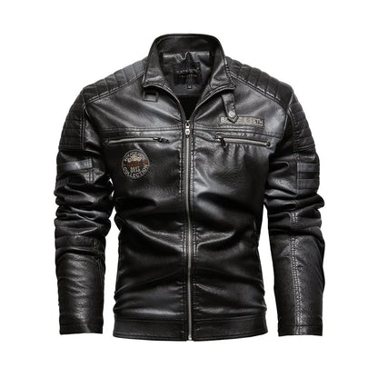 Motorcycle Jacket Men Motorcycle Riding PU Leather Jackets Fleece Padded Biker Windbreaker Male Stand Collar Casual Chaquetas