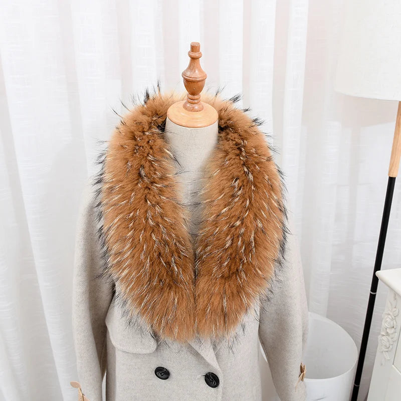 100% Natural Real Fox Fur Collar For Women And Men's Coat Jacket Fur Collar Extra Large Size Neck Warmer Fur Scarf Shawls
