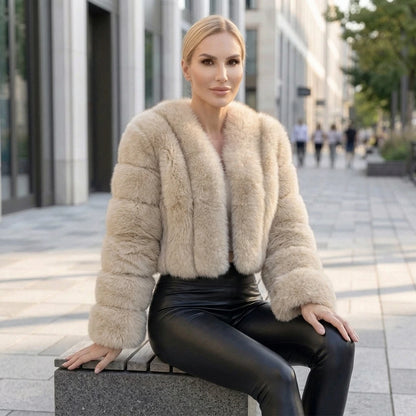 Luxury Short Real Fox Fur Coat for Women High-Quality Leather Jacket Fall/Winter Warm And Stylish Natural Fox Fur Jacket
